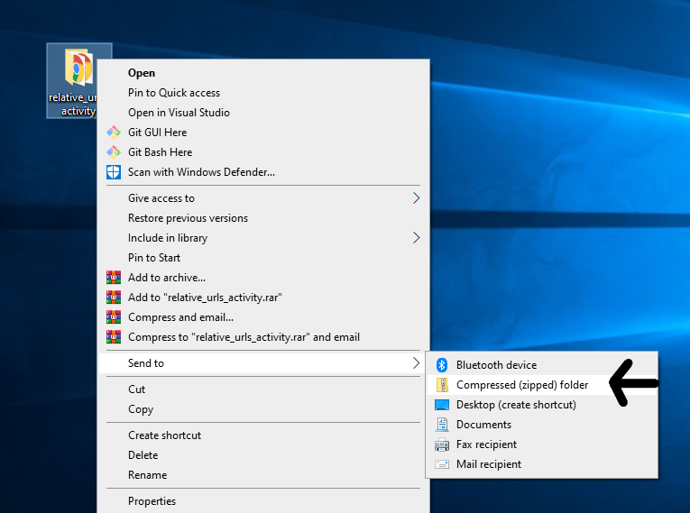 create a zip folder windows 10